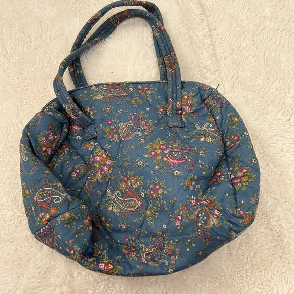 Small Blue Multicolor Paisley Mini Duffel Bag Soft Girl Cottage Core Aesthetic - Picture 2 of 7